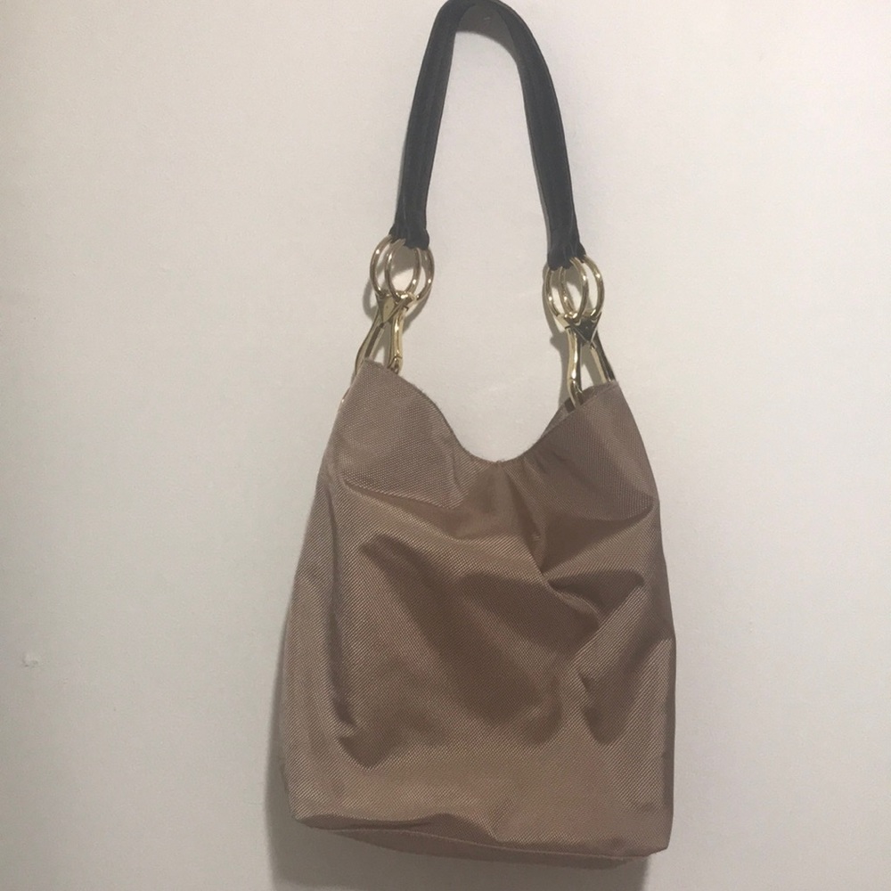 JPK Paris nylon bucket bag with leather strap